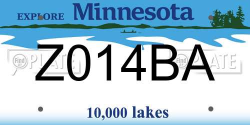 Z014BA Minnesota License Plate