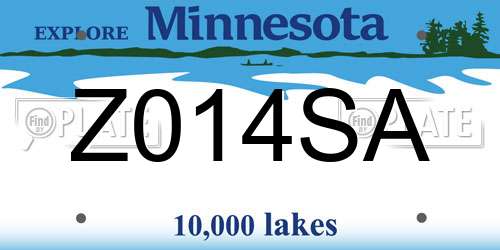 Z014SA Minnesota License Plate