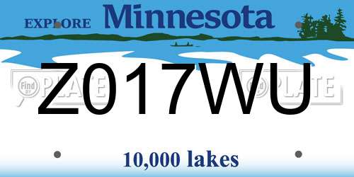Z017WU Minnesota License Plate