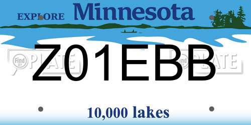 Z01EBB Minnesota License Plate