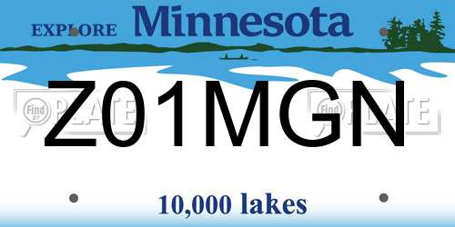 Z01MGN Minnesota License Plate