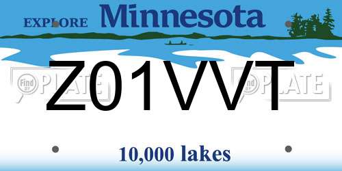 Z01VVT Minnesota License Plate