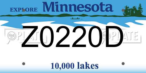 Z0220D Minnesota License Plate
