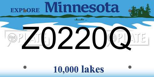 Z0220Q Minnesota License Plate