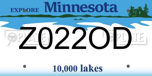 Z022OD Minnesota License Plate