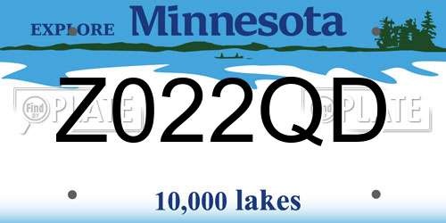 Z022QD Minnesota License Plate