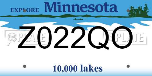Z022QO Minnesota License Plate