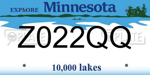 Z022QQ Minnesota License Plate