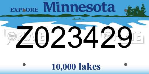 Z023429 Minnesota License Plate