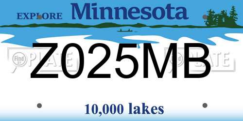 Z025MB Minnesota License Plate