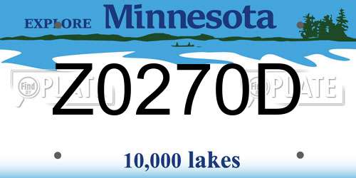 Z0270D Minnesota License Plate