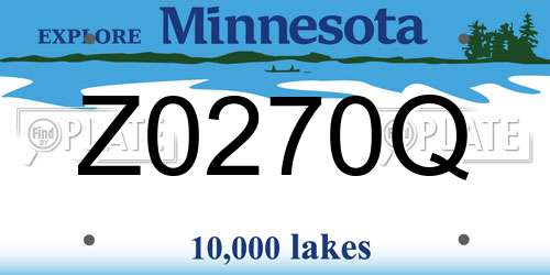 Z0270Q Minnesota License Plate