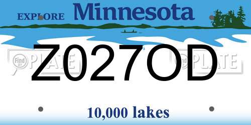 Z027OD Minnesota License Plate