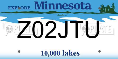 Z02JTU Minnesota License Plate