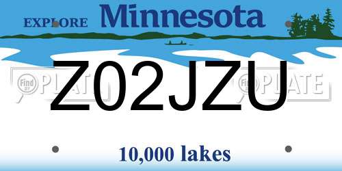 Z02JZU Minnesota License Plate