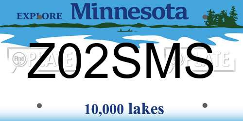 Z02SMS Minnesota License Plate