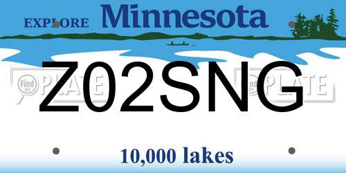 Z02SNG Minnesota License Plate