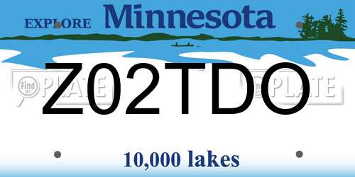 Z02TDO Minnesota License Plate