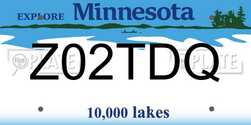 Z02TDQ Minnesota License Plate