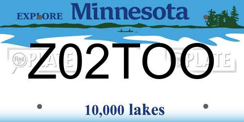Z02TOO Minnesota License Plate