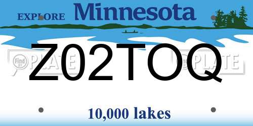 Z02TOQ Minnesota License Plate