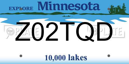 Z02TQD Minnesota License Plate