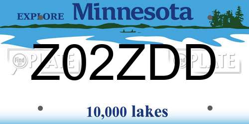 Z02ZDD Minnesota License Plate