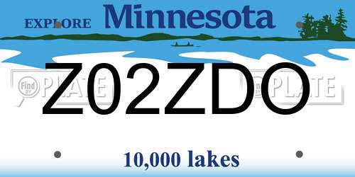 Z02ZDO Minnesota License Plate