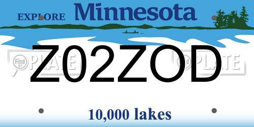 Z02ZOD Minnesota License Plate
