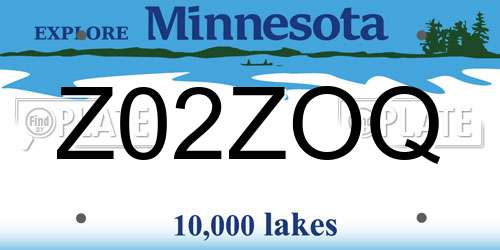 Z02ZOQ Minnesota License Plate