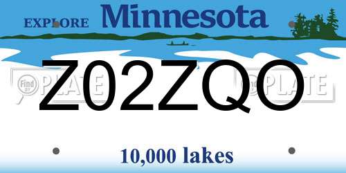 Z02ZQO Minnesota License Plate
