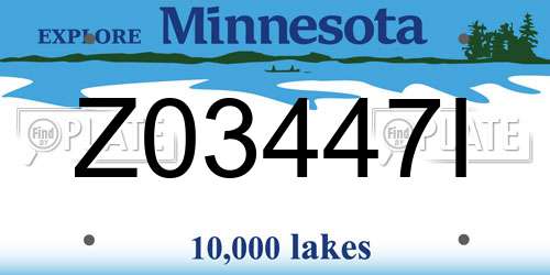 Z03447I Minnesota License Plate