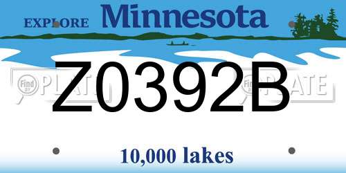 Z0392B Minnesota License Plate