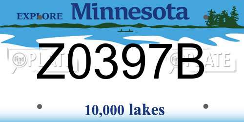 Z0397B Minnesota License Plate
