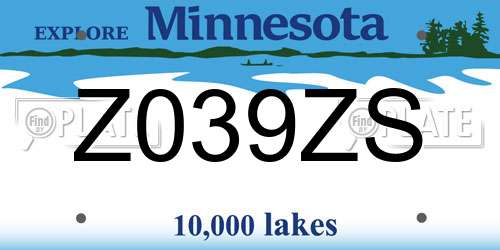Z039ZS Minnesota License Plate