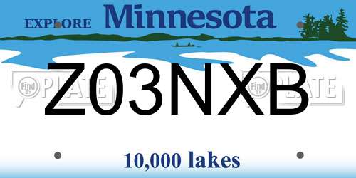 Z03NXB Minnesota License Plate