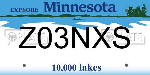 Z03NXS Minnesota License Plate