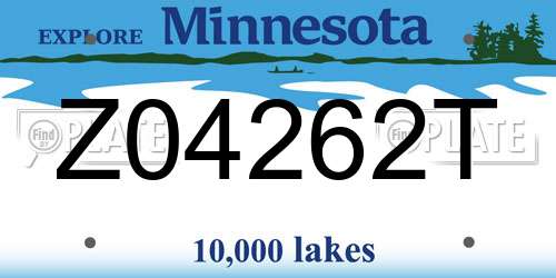 Z04262T Minnesota License Plate