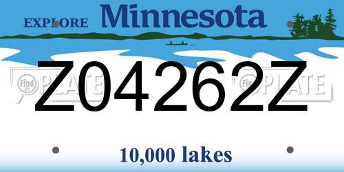 Z04262Z Minnesota License Plate