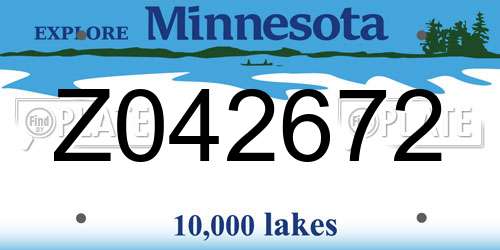 Z042672 Minnesota License Plate
