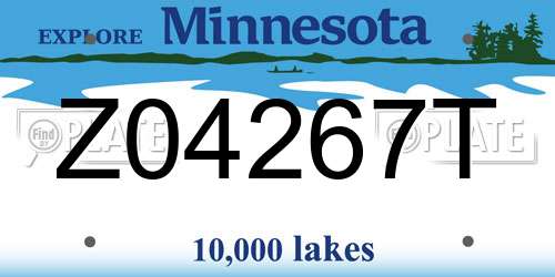 Z04267T Minnesota License Plate