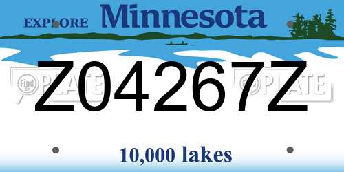 Z04267Z Minnesota License Plate