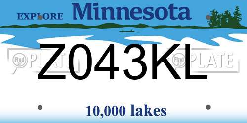Z043KL Minnesota License Plate