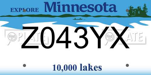 Z043YX Minnesota License Plate