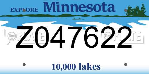 Z047622 Minnesota License Plate