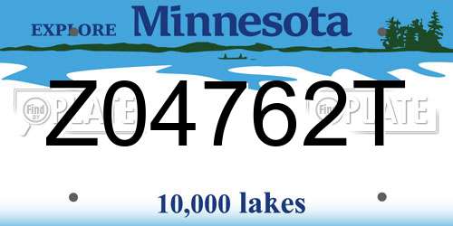 Z04762T Minnesota License Plate