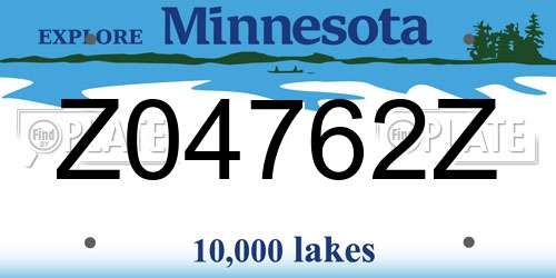 Z04762Z Minnesota License Plate