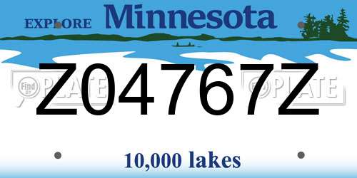 Z04767Z Minnesota License Plate