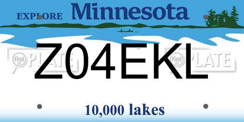 Z04EKL Minnesota License Plate