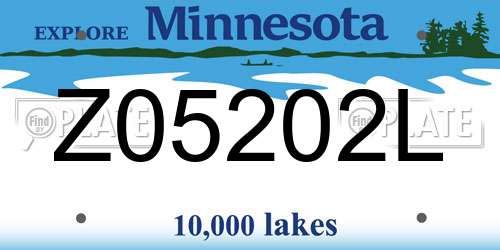Z05202L Minnesota License Plate